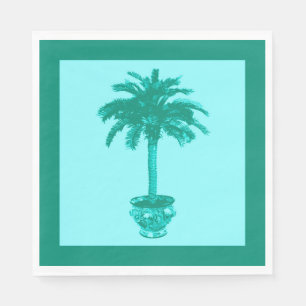 Potted Palm Tree in Turquoise and Aqua Napkins