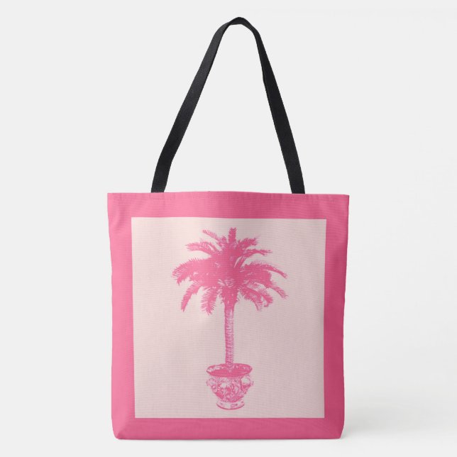 Potted Palm Tree - shades of coral pink Tote Bag (Front)