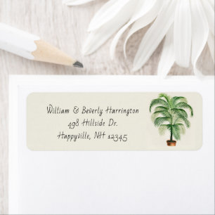 Potted Palm Tree Skinny White Address Label