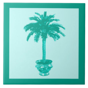 Potted Palm Tree - turquoise and aqua Tile