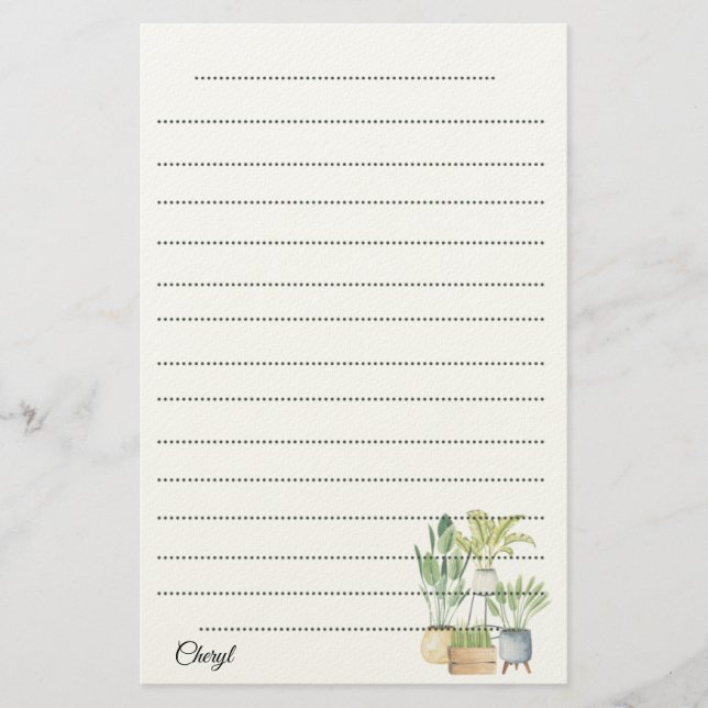 Potted Personalize Stationery Writing Paper (Front)