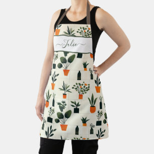 Potted Plant Cactus Pattern Apron