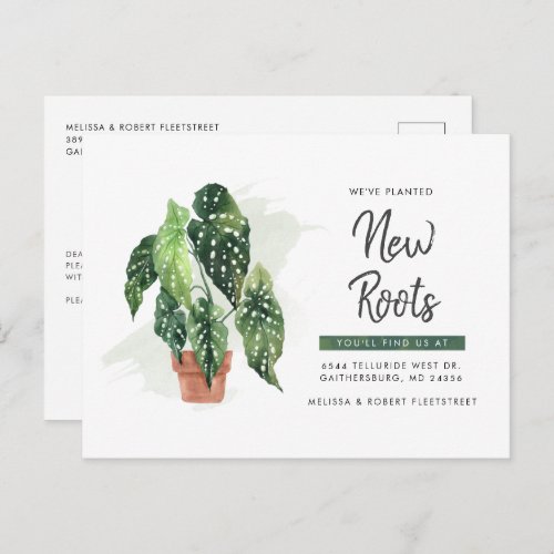 Potted Plant Change of Address Botanical Moving Announcement Postcard