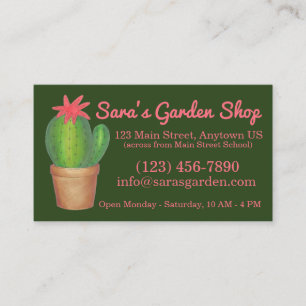 Potted Plant Green Cactus Flower Garden Shop Business Card
