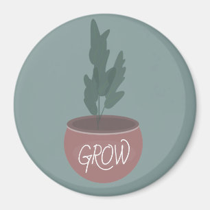 Potted Plant Grow Hand Drawn Illustration Magnet