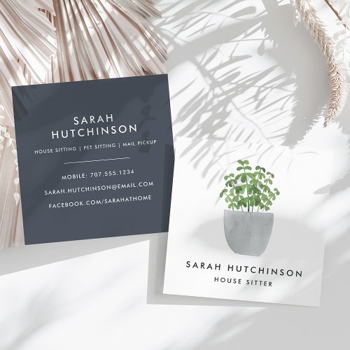 Potted Plant  House Sitter Square Business Card