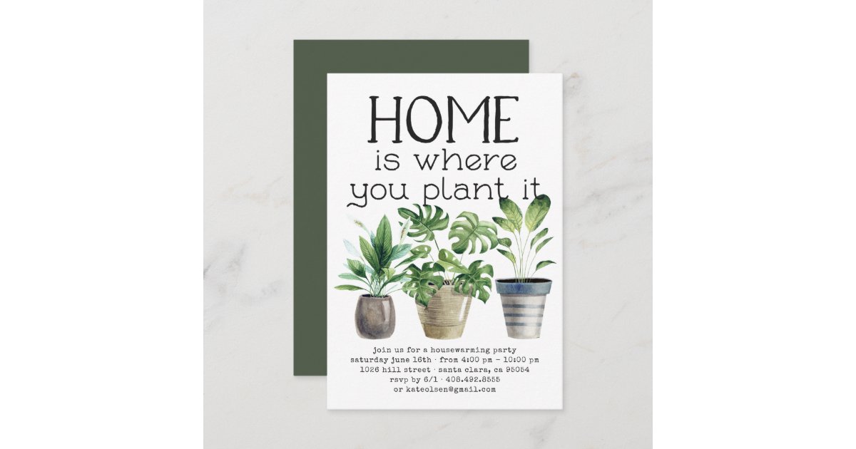 Potted Plants Housewarming Invitations