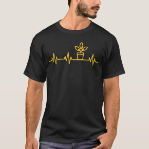 Potted Plant Lifeline Heartbeat Pulse Love Heart L T-Shirt