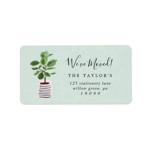 Potted Plant  Mint We Moved New Address Label