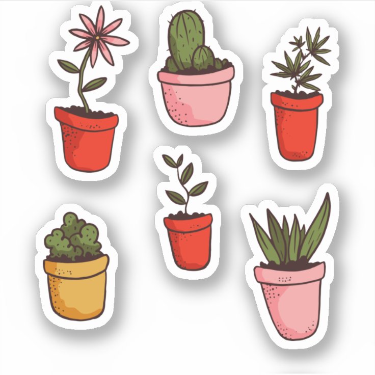 Potted Plants and Succulents Pack Sticker | Zazzle