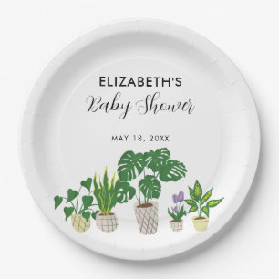 Potted Plants Baby Shower Bloom Greenery Botanical Paper Plates