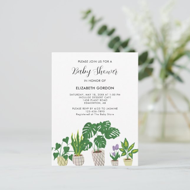 Potted Plants Baby Shower Bloom Greenery Invitatio Postcard (Standing Front)