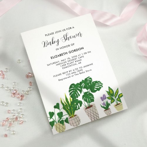 Potted Plants Baby Shower Bloom Greenery Invitation