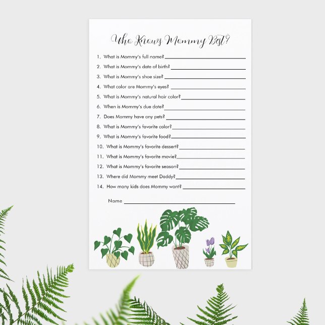 Potted Plants Baby Shower Who Knows Mommy Game (Creator Uploaded)