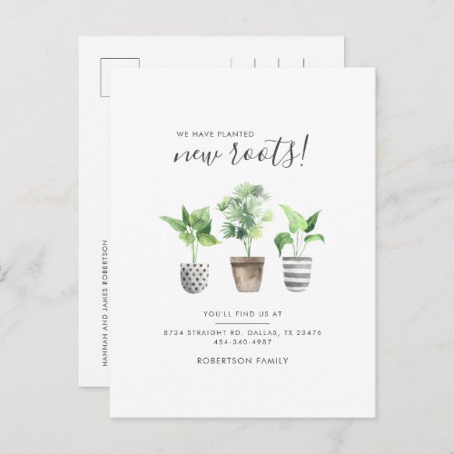 Potted Plants Boho New Address Botanical Moving Announcement Postcard