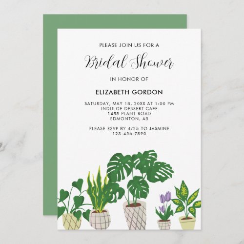 Potted Plants Bridal Shower Boho Greenery Invitation