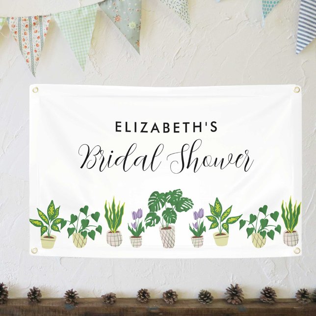 Potted Plants Bridal Shower Greenery Backdrop Banner (Creator Uploaded)