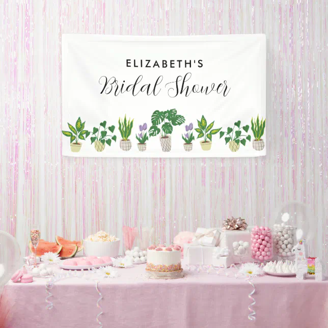 Potted Plants Bridal Shower Greenery Backdrop Banner Zazzle