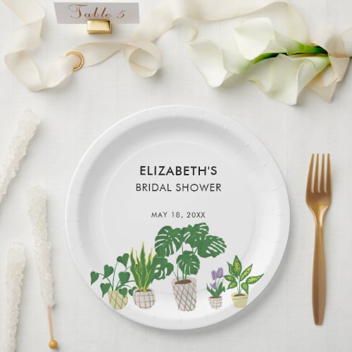 Potted Plants Bridal Shower Greenery Personalized Paper Plates