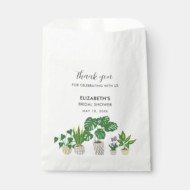 Potted Plants Bridal Shower Greenery Thank you  Favor Bag (Front)
