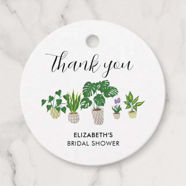 Potted Plants Bridal Shower Greenery Thank you Favor Tags | Zazzle