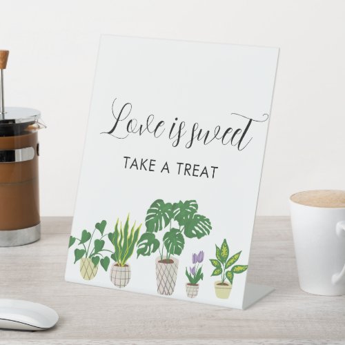 Potted Plants Bridal Shower Love is Sweet Favors Pedestal Sign