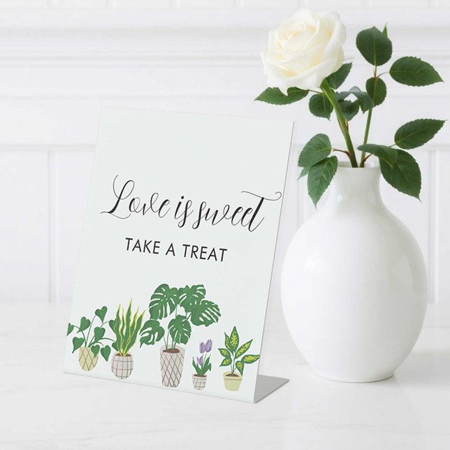 Potted Plants Bridal Shower Love is Sweet Favors Pedestal Sign (Creator Uploaded)