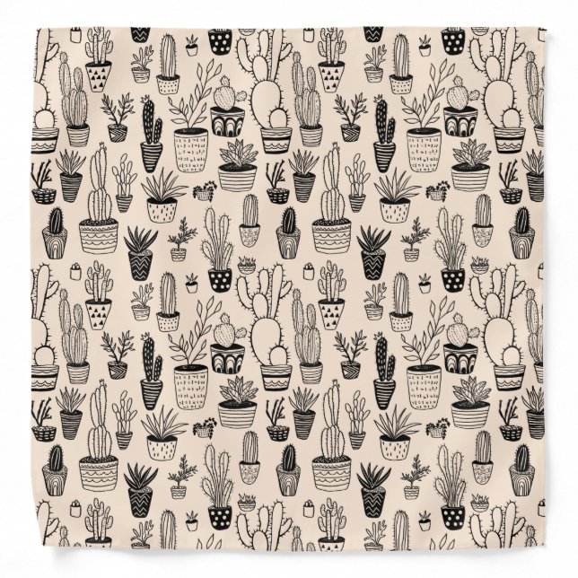 Potted Plants Cactus Succulents Cute Pattern Bandana (Front)