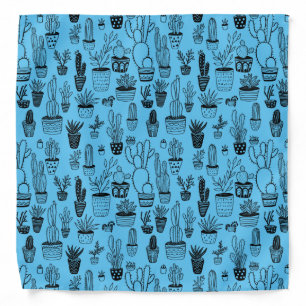 Potted Plants Cactus Succulents Cute Pattern Blue Bandana