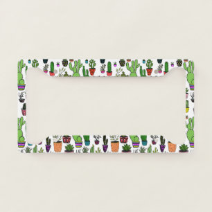 Potted Plants Cactus Succulents Handmade Pattern License Plate Frame