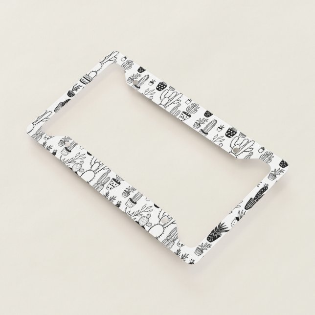 Potted Plants Cactus Succulents Handmade Pattern License Plate Frame (3/4)