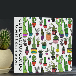 Potted Plants Cute Cacti VacationRental Guest Info 3 Ring Binder