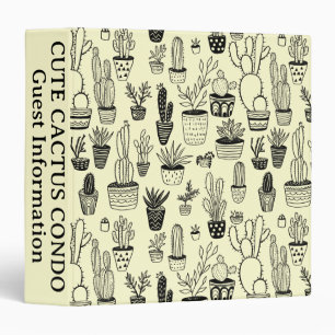 Potted Plants Cute Cacti VacationRental Guest Info 3 Ring Binder