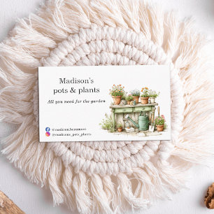 Potted plants garden center watercolor business card