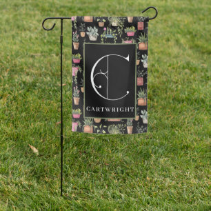 Potted Plants Garden Monogram C Flag
