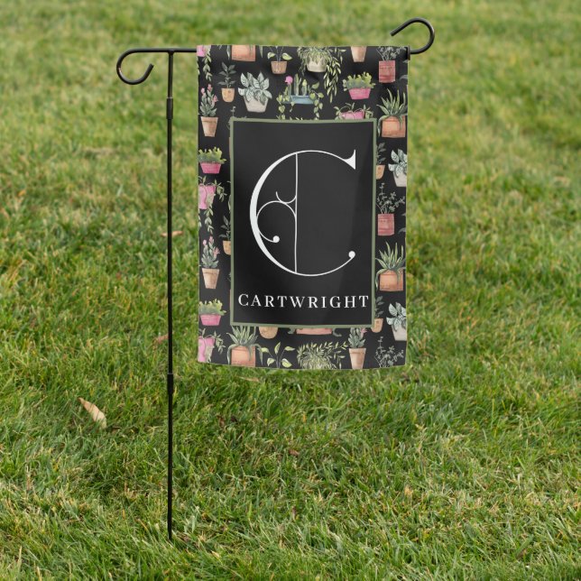 Potted Plants Garden Monogram C Flag (In SItu)