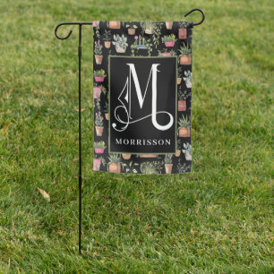 Potted Plants Garden Monogram M Flag