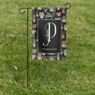 Potted Plants Garden Monogram P Flag