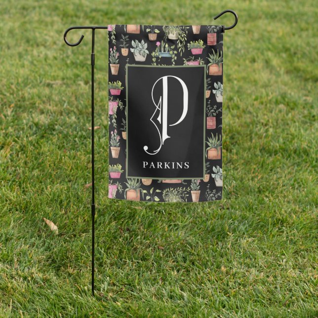 Potted Plants Garden Monogram P Garden Flag (In SItu)