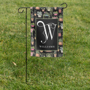 Potted Plants Garden Monogram W Flag