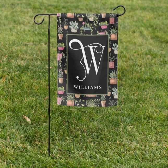 Potted Plants Garden Monogram W Flag (In SItu)