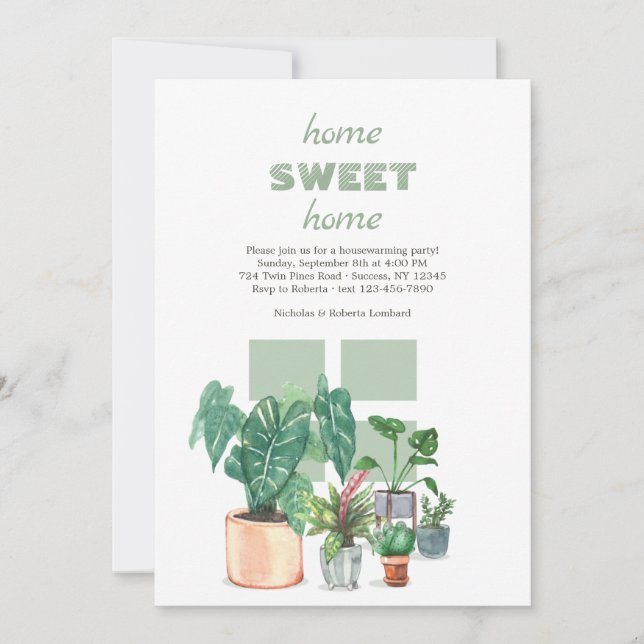 Potted Plants Housewarming Invitation (Front)
