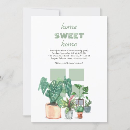 Potted Plants Housewarming Invitation