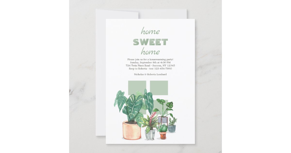 Potted Plants Housewarming Invitations