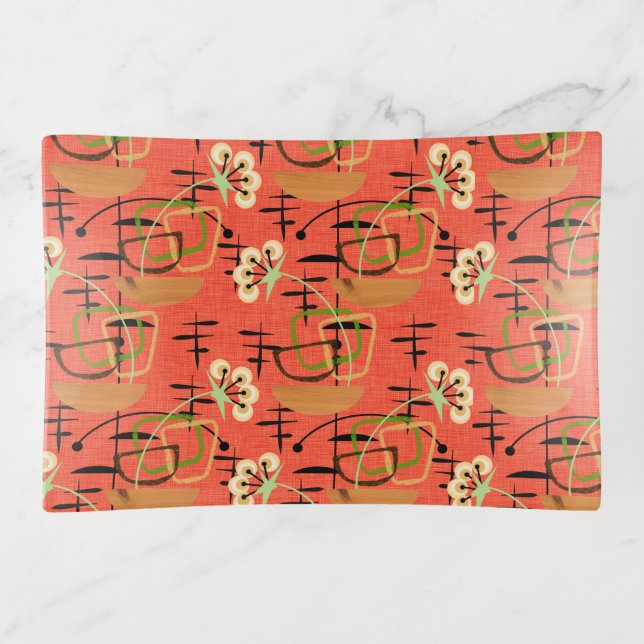 Potted Plants | Orange | Mid Century Modern Trinket Tray (Front)