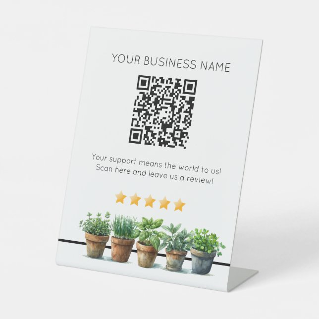 Potted plants QR code business review YELP  Pedestal Sign (Front)