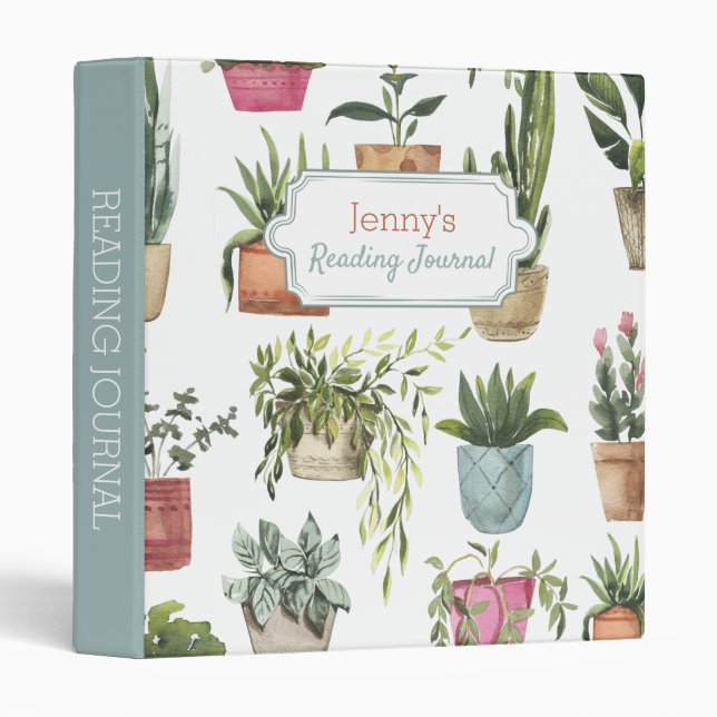 Potted Plants Reading Journal 3 Ring Binder (Front/Spine)