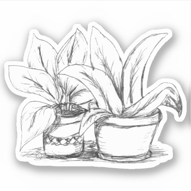 Potted Plants Sketch Sticker (Front)