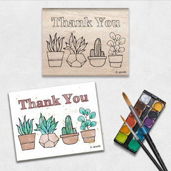 Potted Plants Thank You Stamp For Painting by teeloft at Zazzle