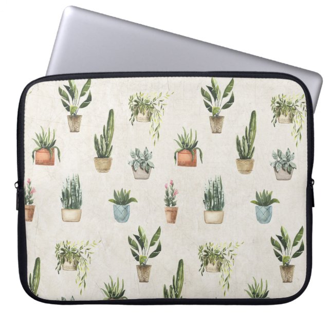 Potted Plants Watercolor Design  Laptop Sleeve (Front)